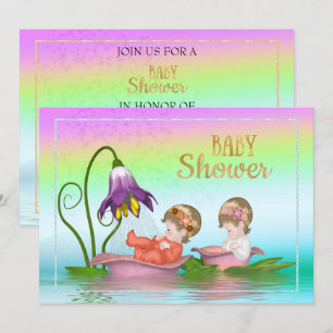 Colourful Rainbow Lily Baby Shower Invitation