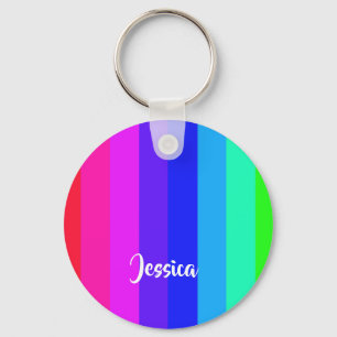 Colourful rainbow lines key ring