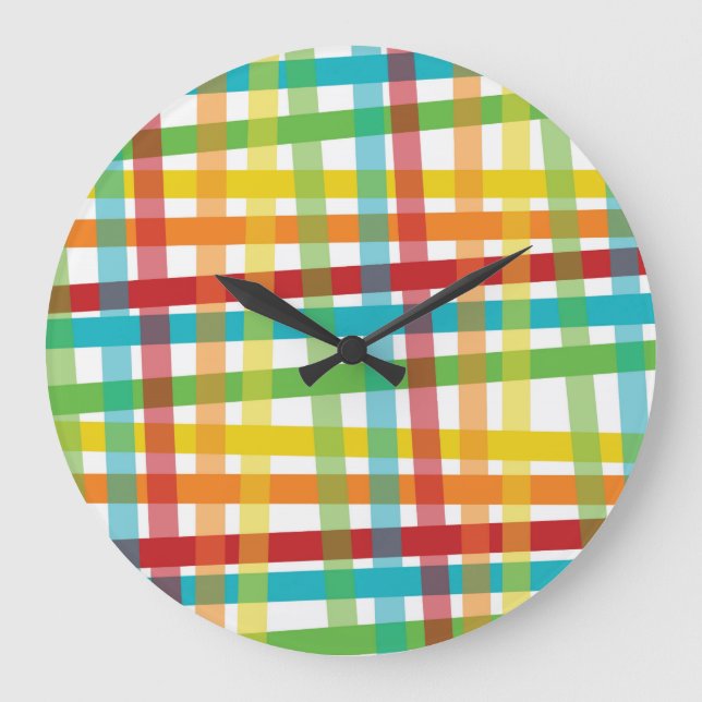 Colourful Rainbow Lines Large Clock (Front)