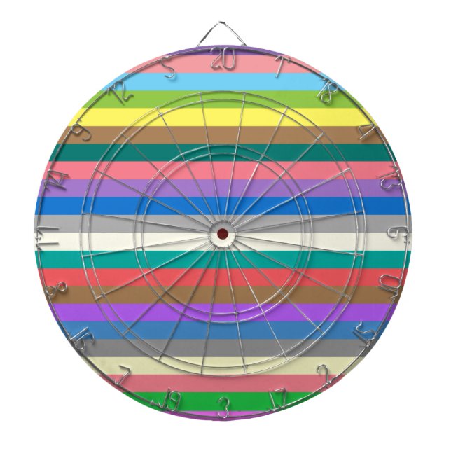 Colourful rainbow lines pattern dartboard (Front)
