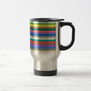 Colourful rainbow lines pattern travel mug