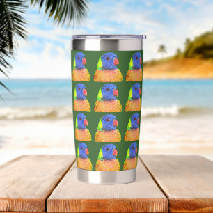 Colourful Rainbow Lorikeet Parrot Photo Pattern Insulated Tumbler