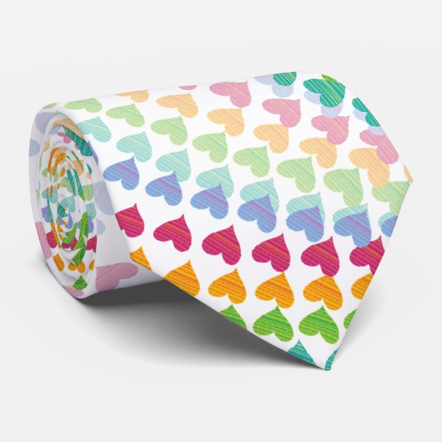 Colourful Rainbow Love Hearts Sprinkles Whimsical Tie (Rolled)