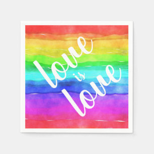 Colourful Rainbow Love is Love  Gay Pride Napkin