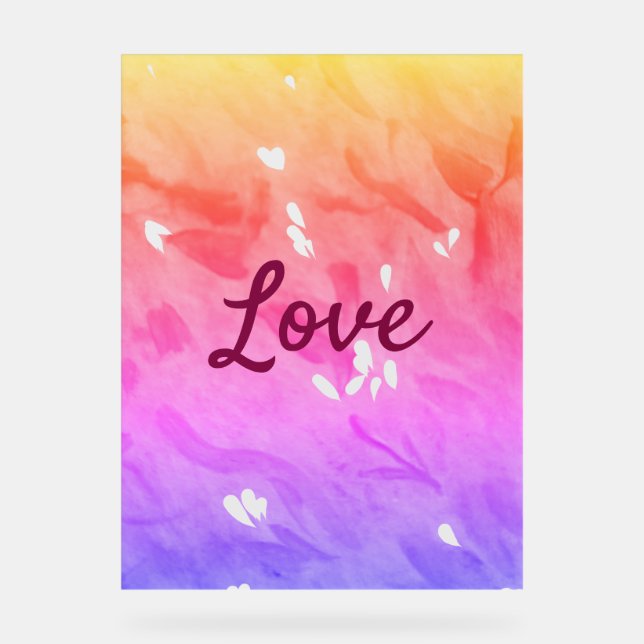 Colourful rainbow love pride lgbtq gay pattern tex acrylic sign (Front)
