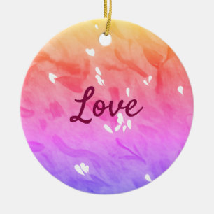 Colourful rainbow love pride lgbtq gay pattern tex ceramic tree decoration