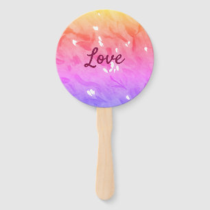 Colourful rainbow love pride lgbtq gay pattern tex hand fan