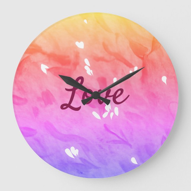 Colourful rainbow love pride lgbtq gay pattern tex large clock (Front)