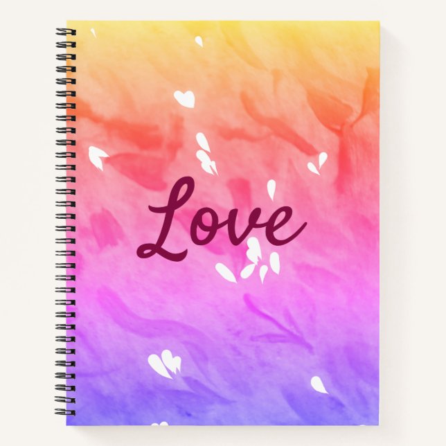 Colourful rainbow love pride lgbtq gay pattern tex notebook (Front)