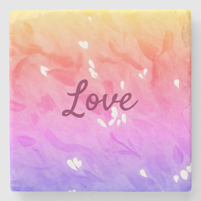 Colourful rainbow love pride lgbtq gay pattern tex stone coaster (Front)