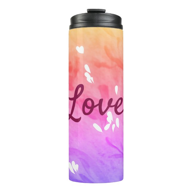 Colourful rainbow love pride lgbtq gay pattern tex thermal tumbler (Front)