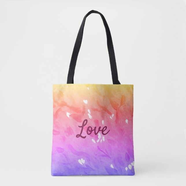 Colourful rainbow love pride lgbtq gay pattern tex tote bag (Front)