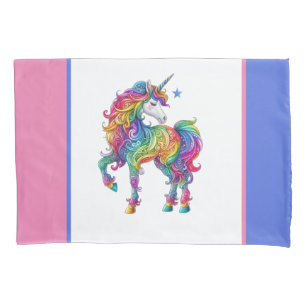 Colourful rainbow magical unicorn pillowcase