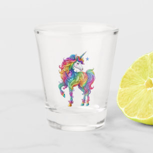 Colourful rainbow magical unicorn shot glass