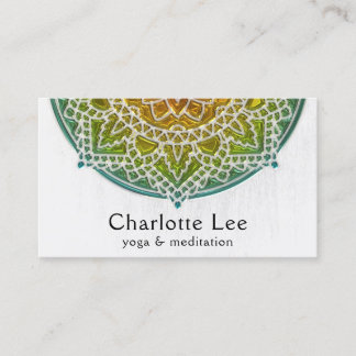 Colourful Rainbow Mandala Faux Crystal Glass Business Card
