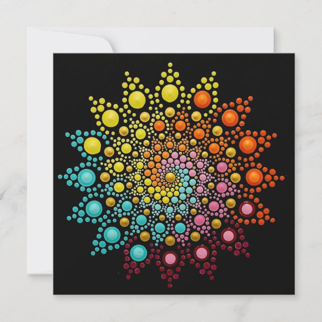 Colourful Rainbow Mandala Note Card (Front)