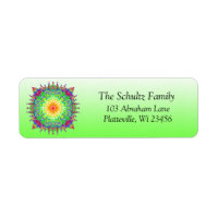 Colourful Rainbow Mandala Zen  Label