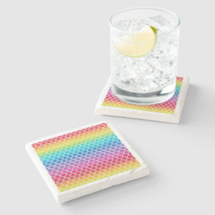 Colourful Rainbow Mermaid scales Stone Coaster