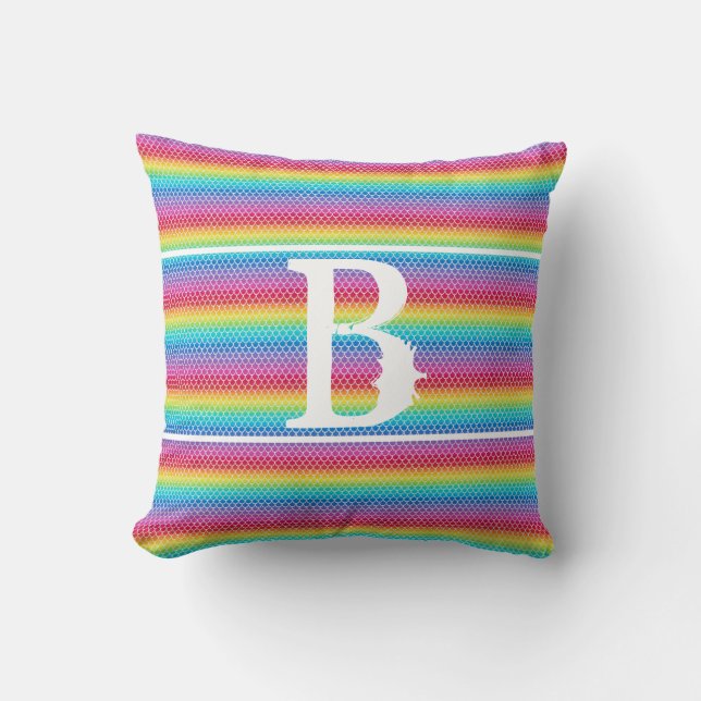 Colourful Rainbow Mermaid scales   Throw Pillow (Front)
