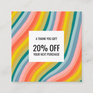 Colourful Rainbow Minimalist Stripes Handmade Discount Card
