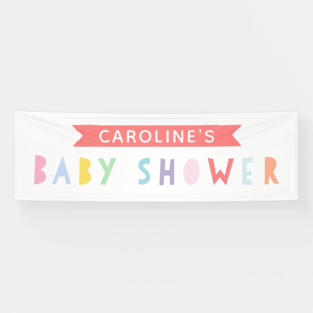 Colourful Rainbow Modern Baby Shower Banner (Horizontal)