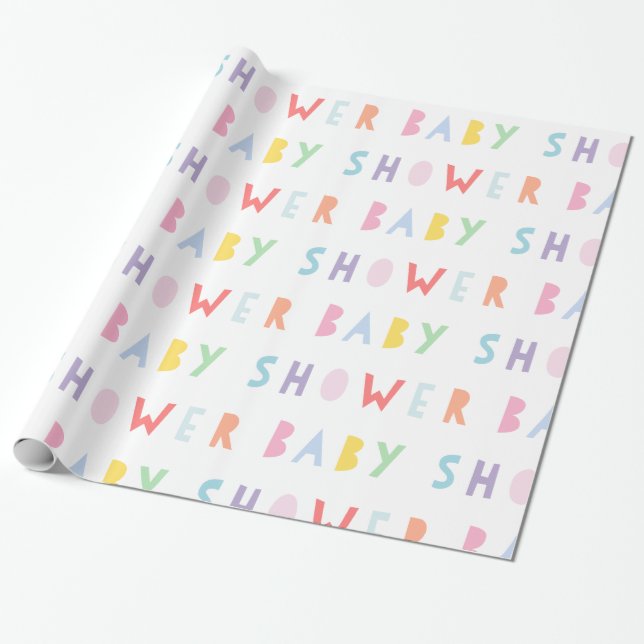 Colourful Rainbow Modern Baby Shower Wrapping Pape Wrapping Paper (Unrolled)