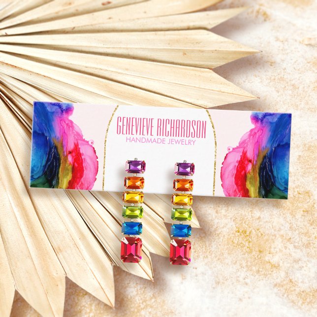 Colourful Rainbow Modern Earring Jewellery Display Mini Business Card (Creator Uploaded)