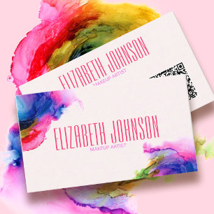 Colourful Rainbow Modern Elegant Abstract QR Code Business Card