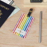 Colourful Rainbow Monogram Name Watercolor Stripes Luggage Tag<br><div class="desc">Add a name and initial to this colourful rainbow watercolor stripes luggage tag to create a unique one of a kind vacation gift or treat yourself to a bright and bold monogrammed luggage tag for your next adventure</div>