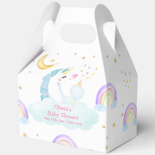 Colourful Rainbow Moon Star Unicorn Baby Shower Favour Box