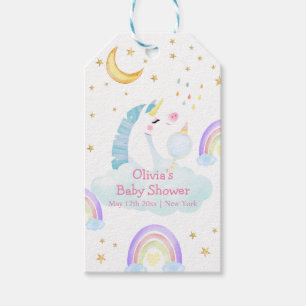 Colourful Rainbow Moon Star Unicorn Baby Shower Gift Tags