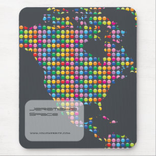 Colourful Rainbow Mosaic Dots America Map Modern Mouse Mat