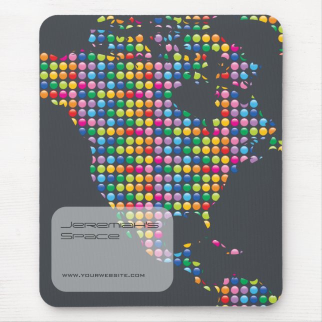 Colourful Rainbow Mosaic Dots America Map Modern Mouse Mat (Front)