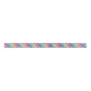 Colourful Rainbow Multicolor Crosshatch Plaid Satin Ribbon