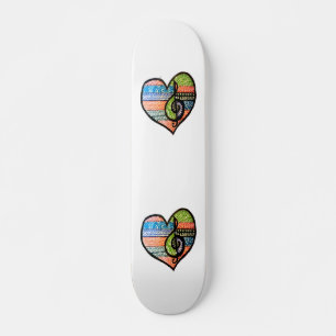 Colourful Rainbow Music Heart Customisable Skateboard