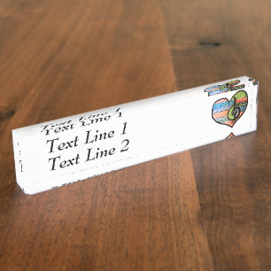 Colourful Rainbow Music Heart Personalised Nameplate