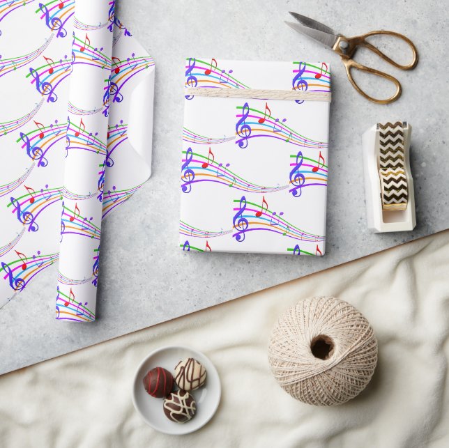 Colourful Rainbow Musical Notes Wrapping Paper (Crafts)