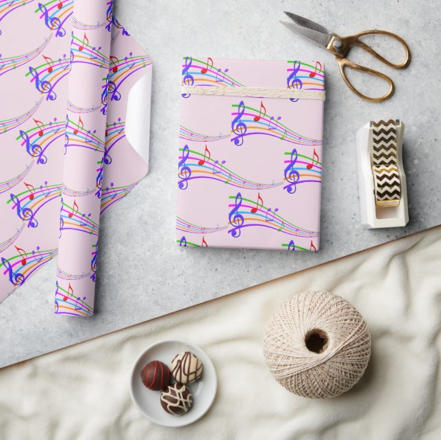 Colourful Rainbow Musical Notes Wrapping Paper (Crafts)