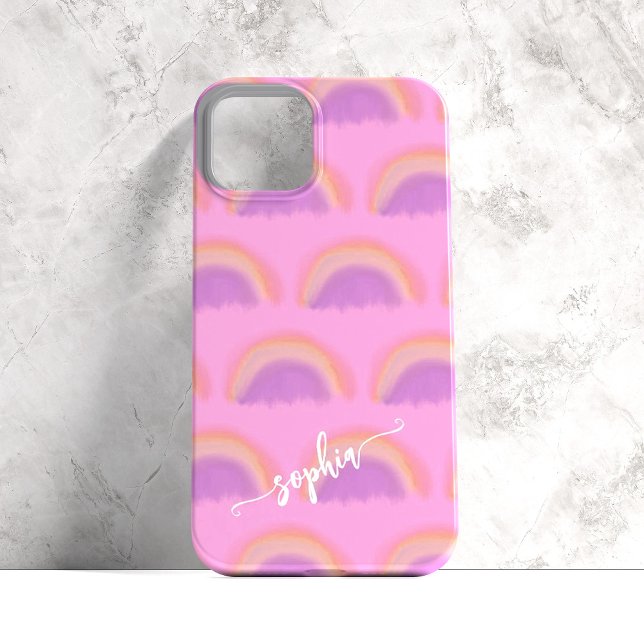 Colourful rainbow name script personalised iPhone case (Creator Uploaded)