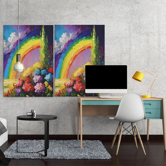 Colourful Rainbow Nature Scene Neo-impressionism Canvas Print (Creator Uploaded)