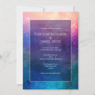 Colourful Rainbow Nebula Wedding Invitation