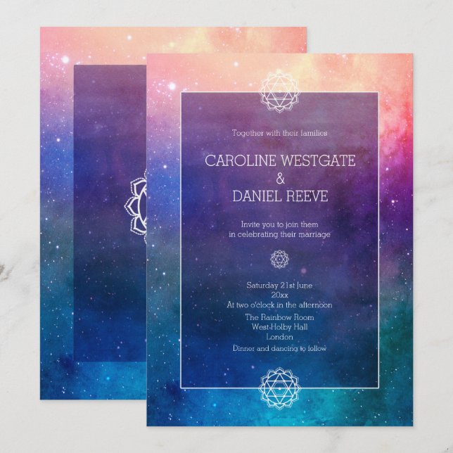 Colourful Rainbow Nebula Wedding Invitation (Front/Back)
