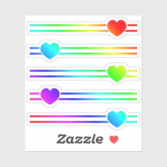 Colourful Rainbow Ombre Heart Lines Tiny Shapes (Sheet)