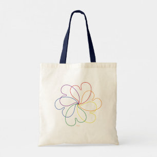 Colourful Rainbow on White Chic heartS flower Tote Bag