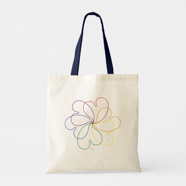 Colourful Rainbow on White Chic heartS flower Tote Bag (Back)