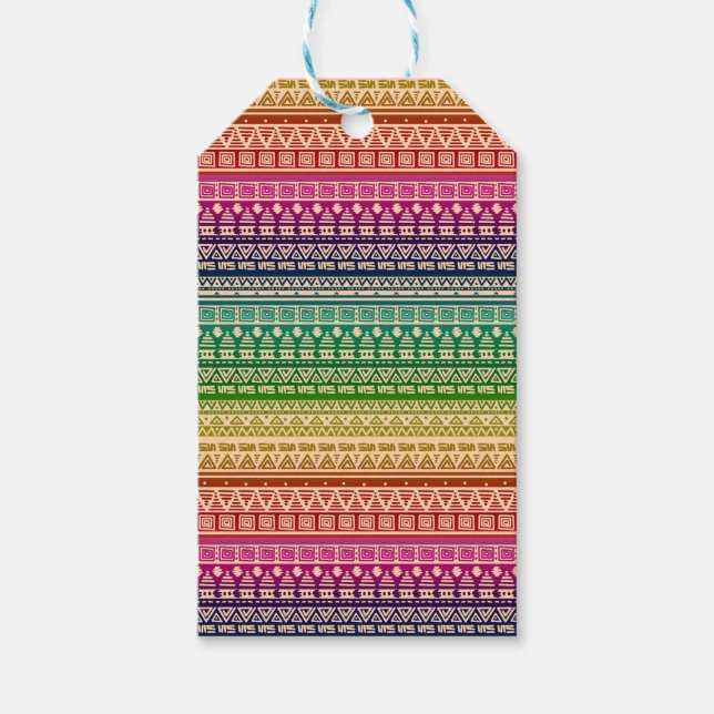 Colourful rainbow ornament gift tags (Front)