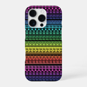 Colourful rainbow ornament iPhone 16 pro case