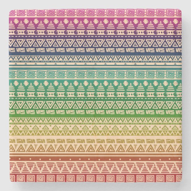 Colourful rainbow ornament stone coaster (Front)