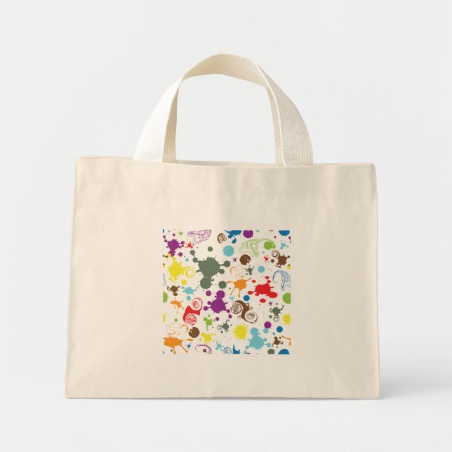 Colourful Rainbow Paint Splatter Art Tote Bag (Front)