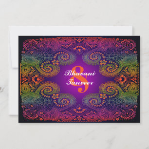 Colourful Rainbow Paisley Wedding Invitation